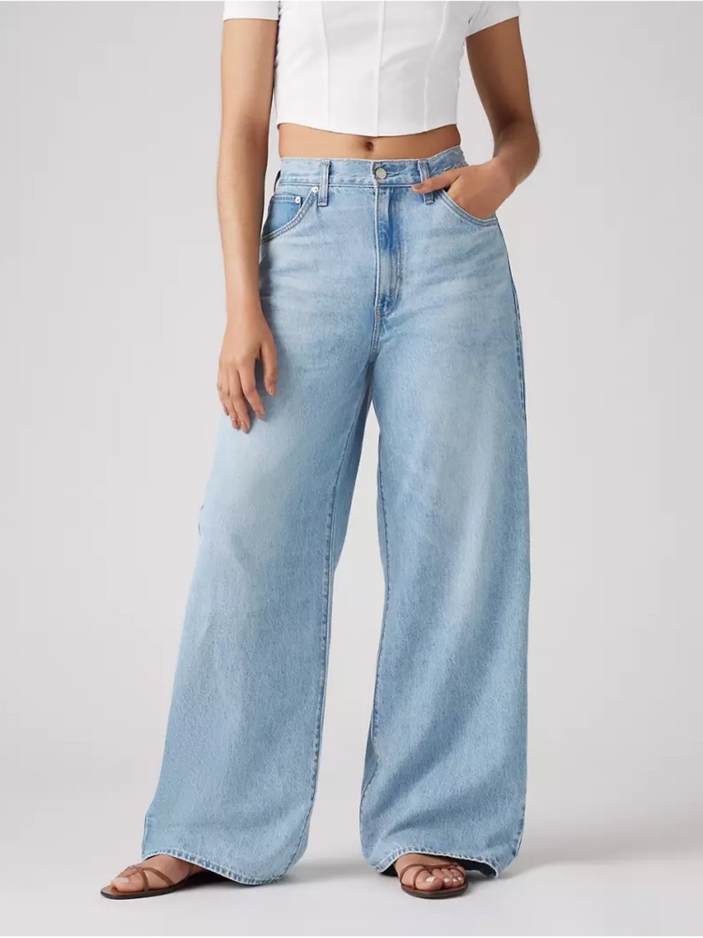 Levi's Light Blue High-Rise Wide Leg Jeans